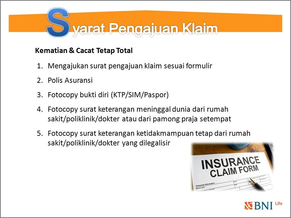 Contoh Surat Keterangan Bukti Diri Pengajuan Claim Asuransi