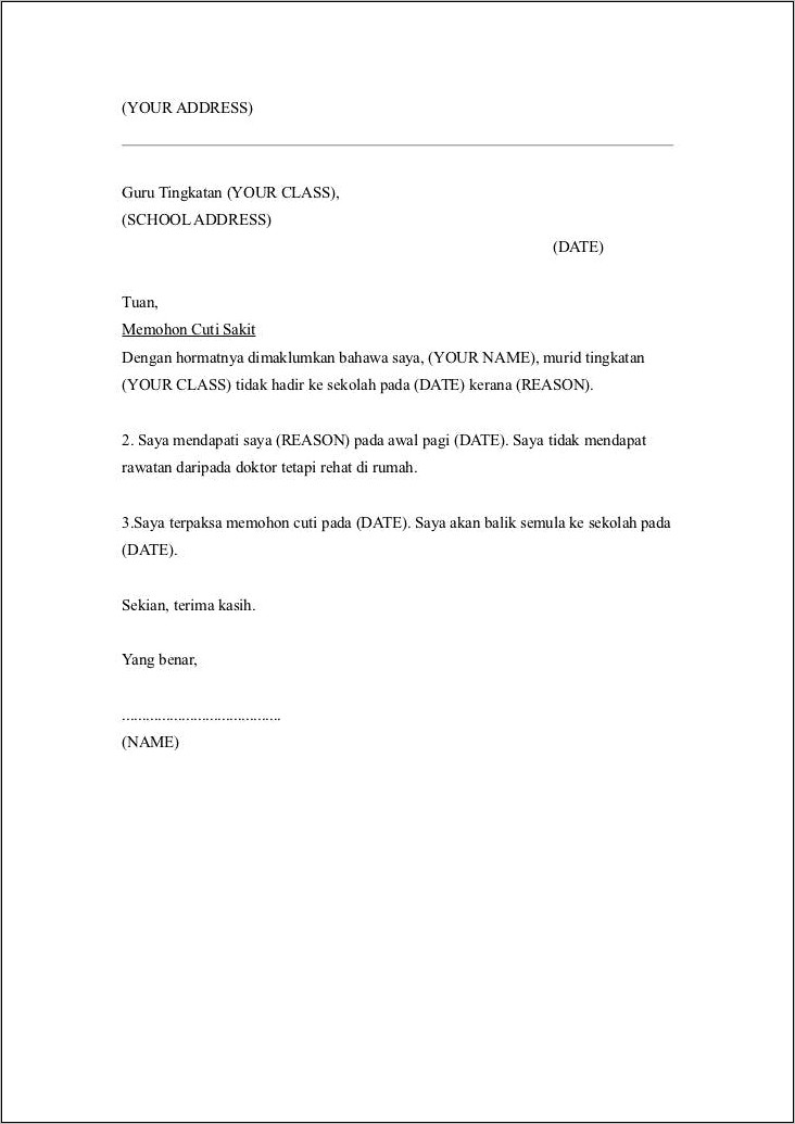 Contoh Surat Keterangan Cuti Menikah