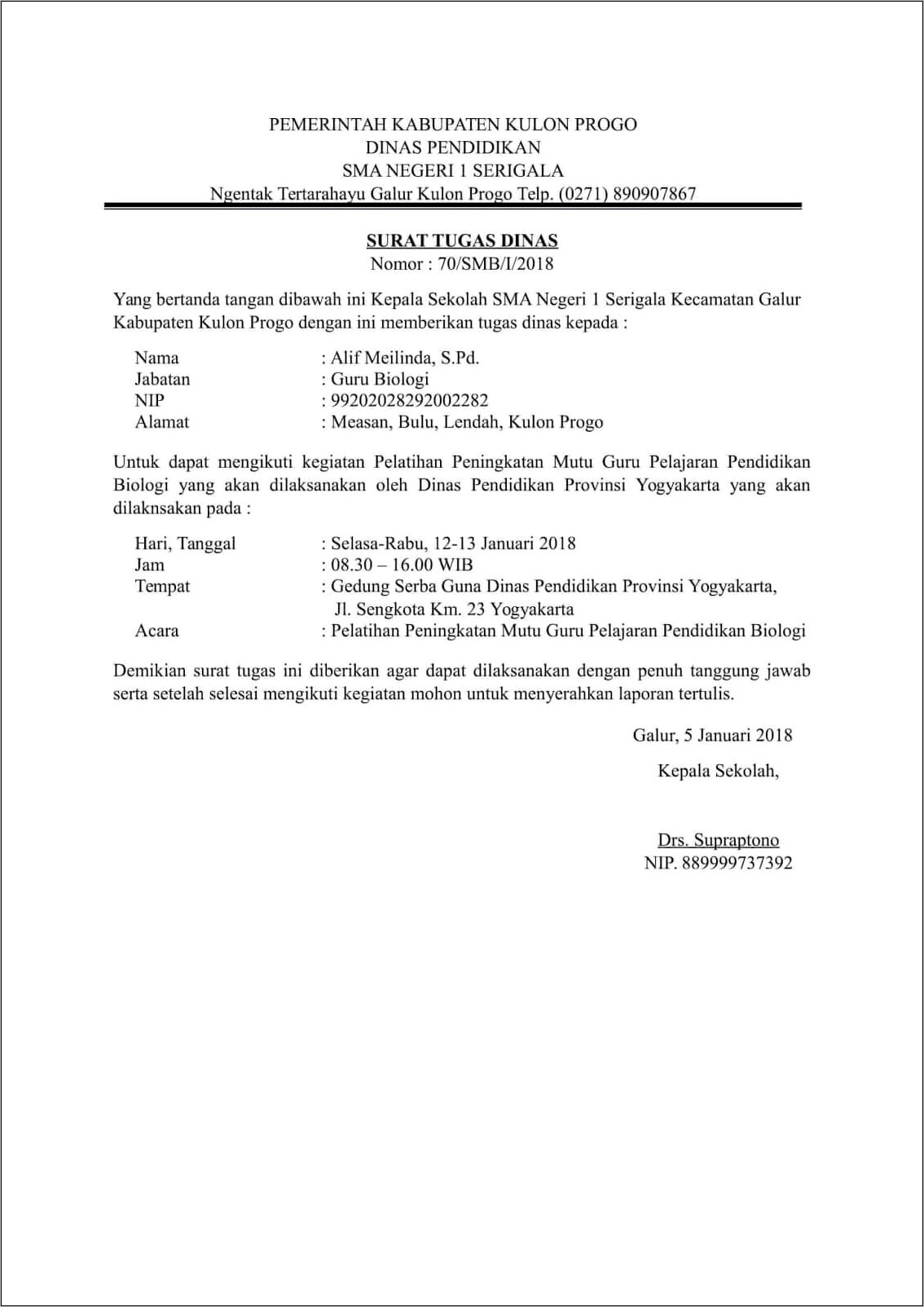 Contoh Surat Keterangan Dari Kepala Sekolah Untuk Mengikuti Tes Cpns