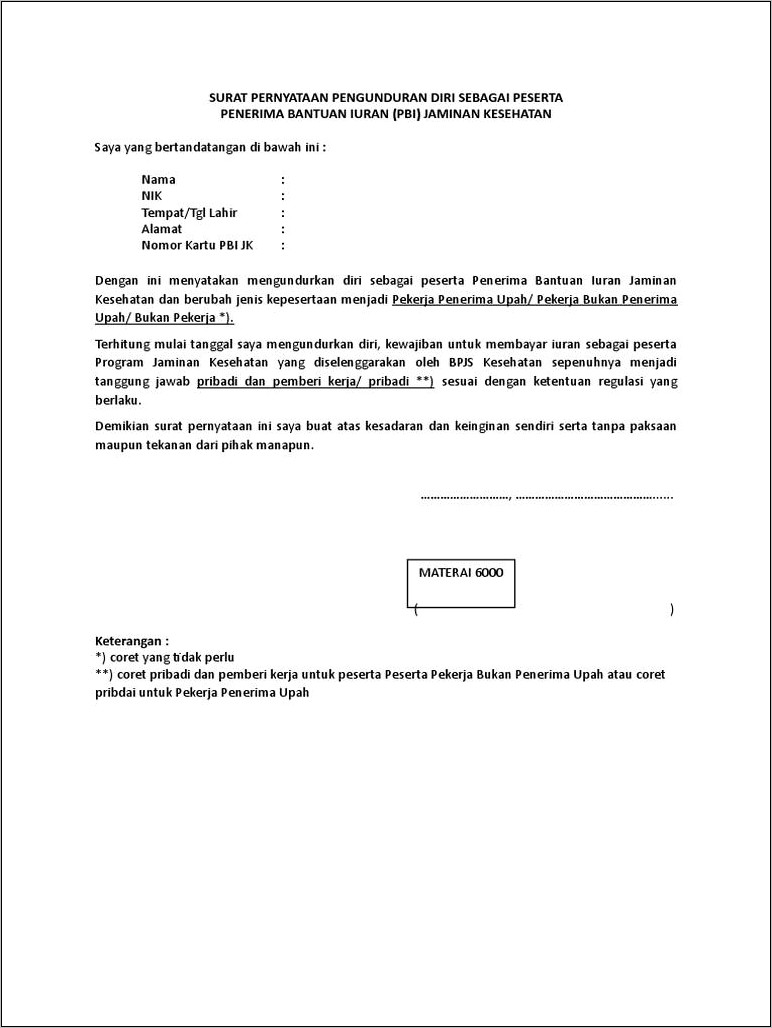 Contoh Surat Keterangan Dari Perusahaan Peserta Ketenagakerjaan