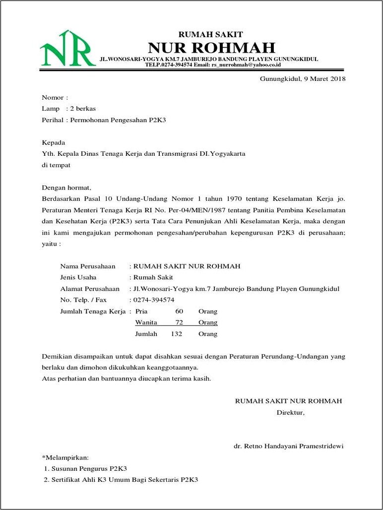 Contoh Surat Keterangan Dari Perusahaan Untuk Ikut Pelatihan P2k3