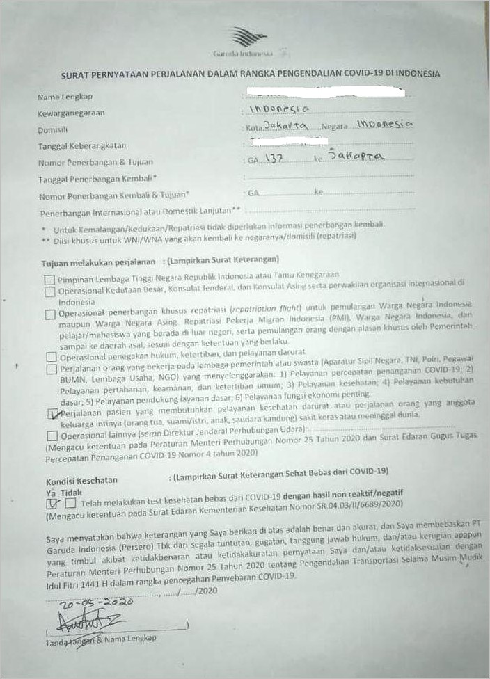 Contoh Surat Keterangan Demosili Yangg Sudah Diisi