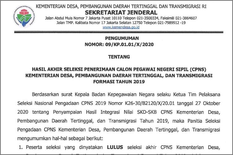 Contoh Surat Keterangan Desa Tertinggal