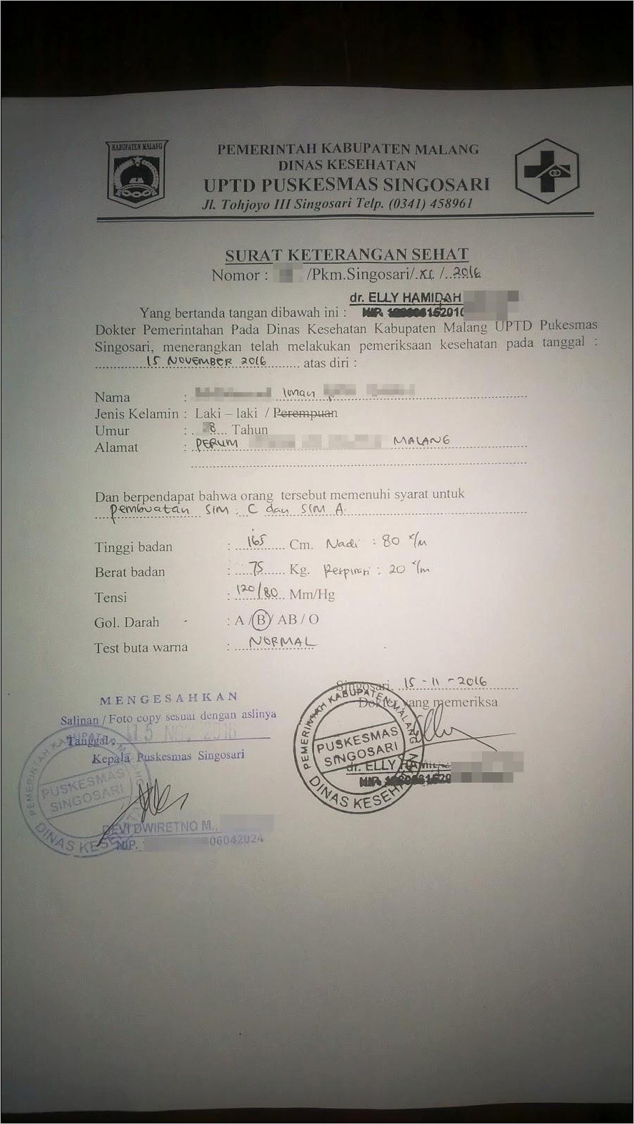 Contoh Surat Keterangan Dokter Untuk Perpanjangan Sim 2018