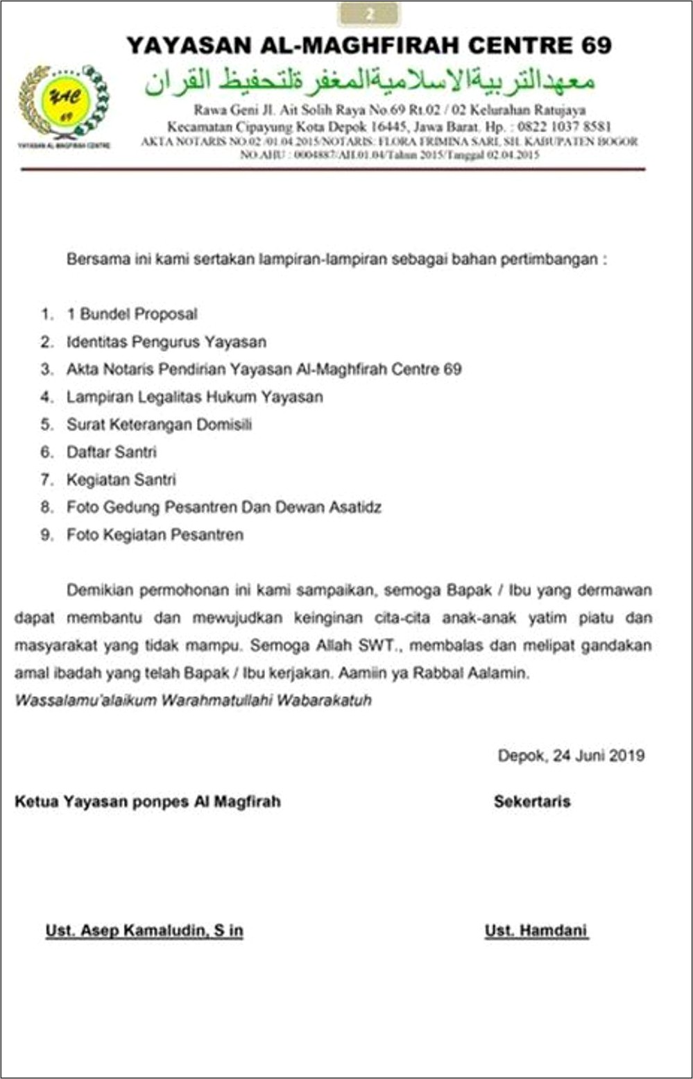 Contoh Surat Keterangan Domisili Lembaga Pesantren