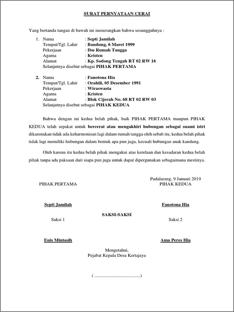 Contoh Surat Keterangan Ghaib Dari Kelurahan