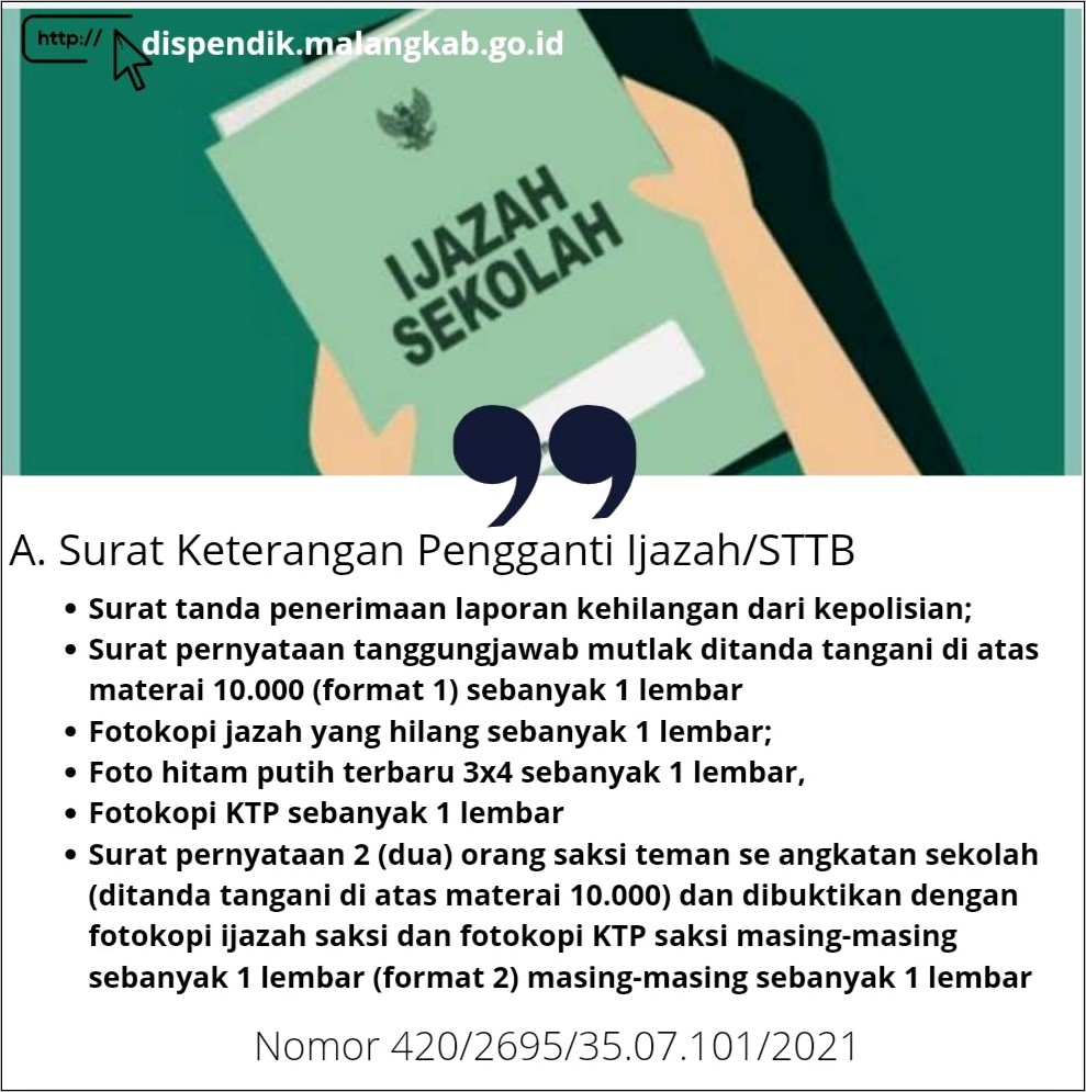 Contoh Surat Keterangan Ijazah Pengganti