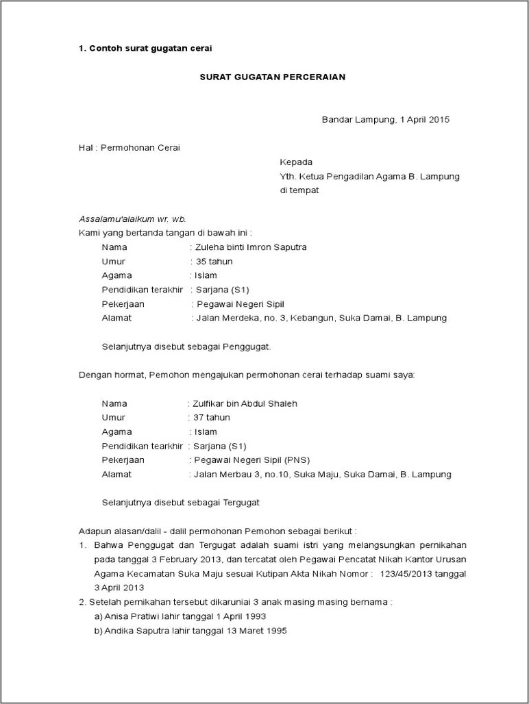 Contoh Surat Keterangan Ijin Perceraian Pns Guru