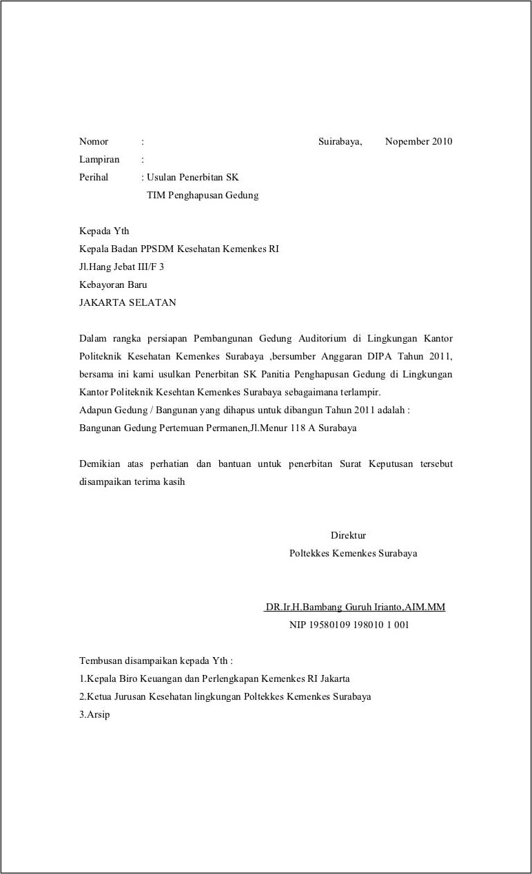 Contoh Surat Keterangan Inventaris