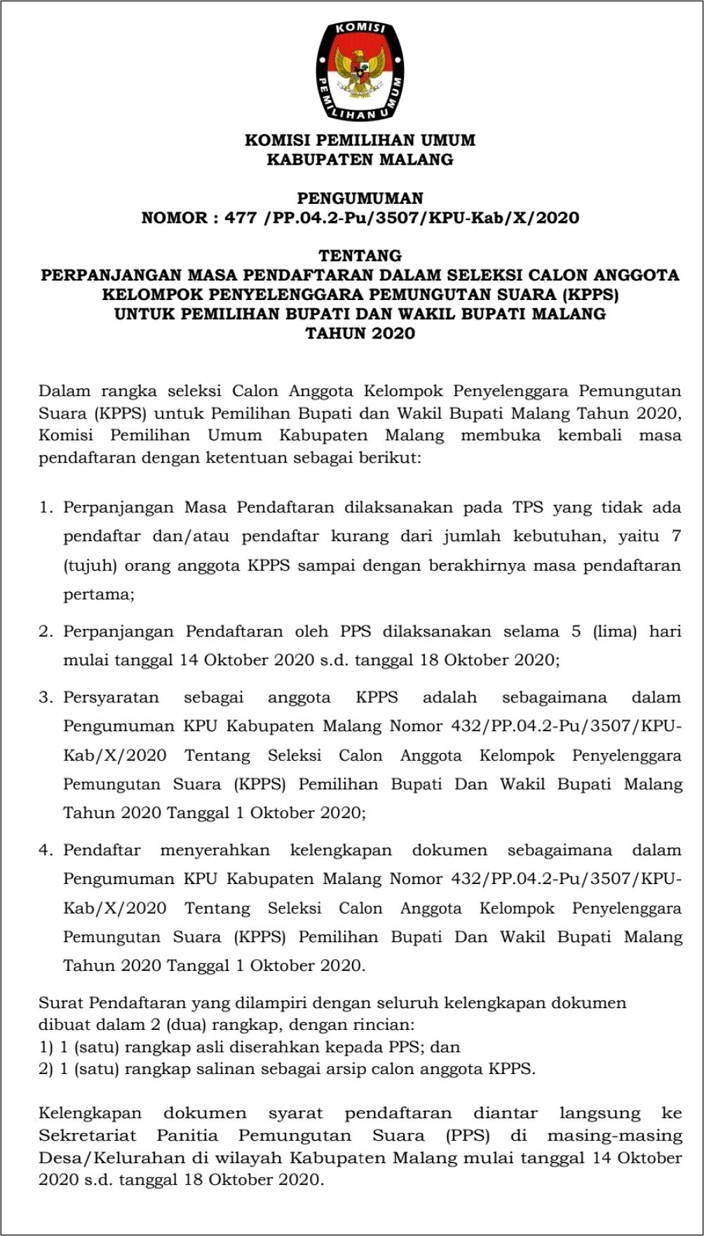 Contoh Surat Keterangan Jadi Kpps