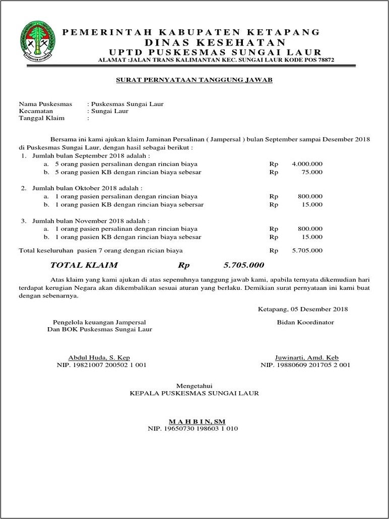 Contoh Surat Keterangan Jaminan Pembiayaan Stud