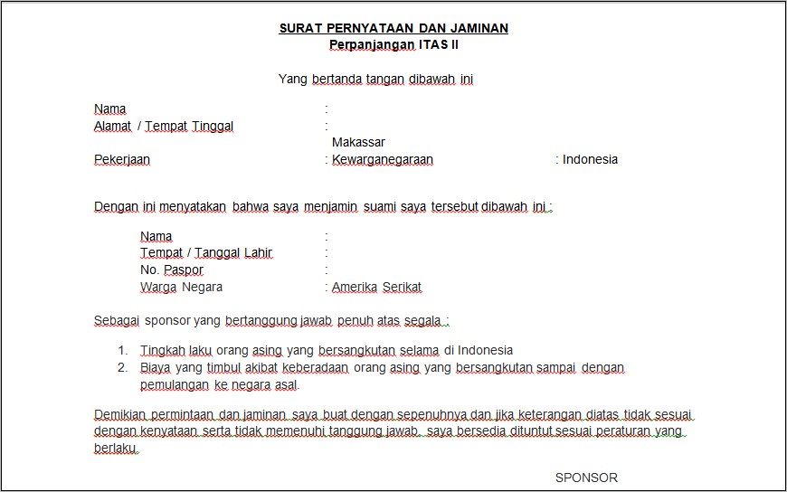 Contoh Surat Keterangan Jaminan Pembiayaan Studi