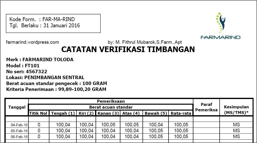 Contoh Surat Keterangan Kalibrasi
