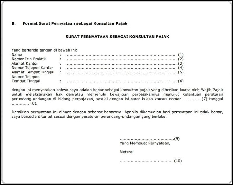 Contoh Surat Keterangan Ke Kantor Pajak