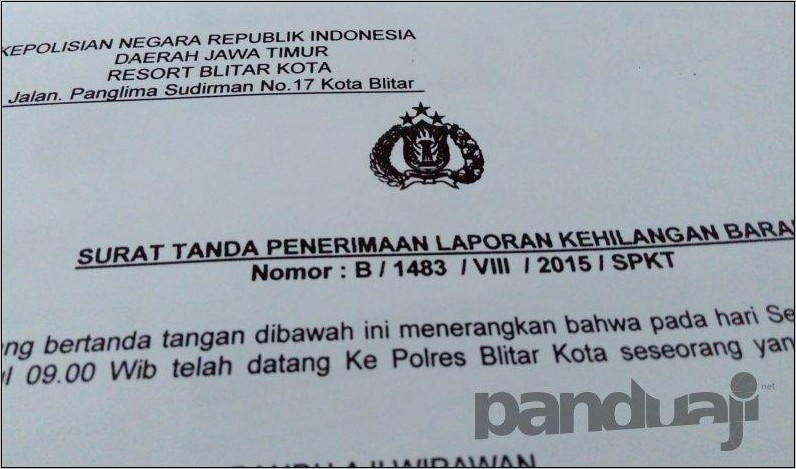 Contoh Surat Keterangan Kehilangan Ktp Sim Pkb
