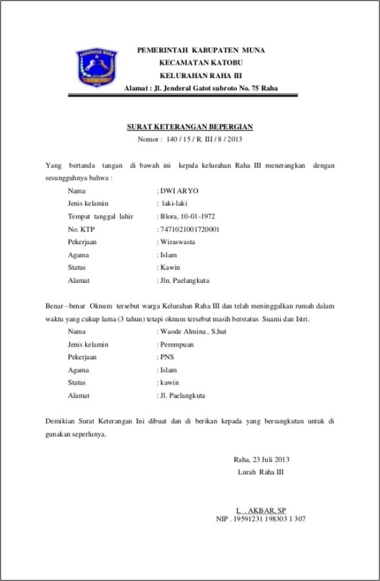 Contoh Surat Keterangan Kehilangan Surat Jalan