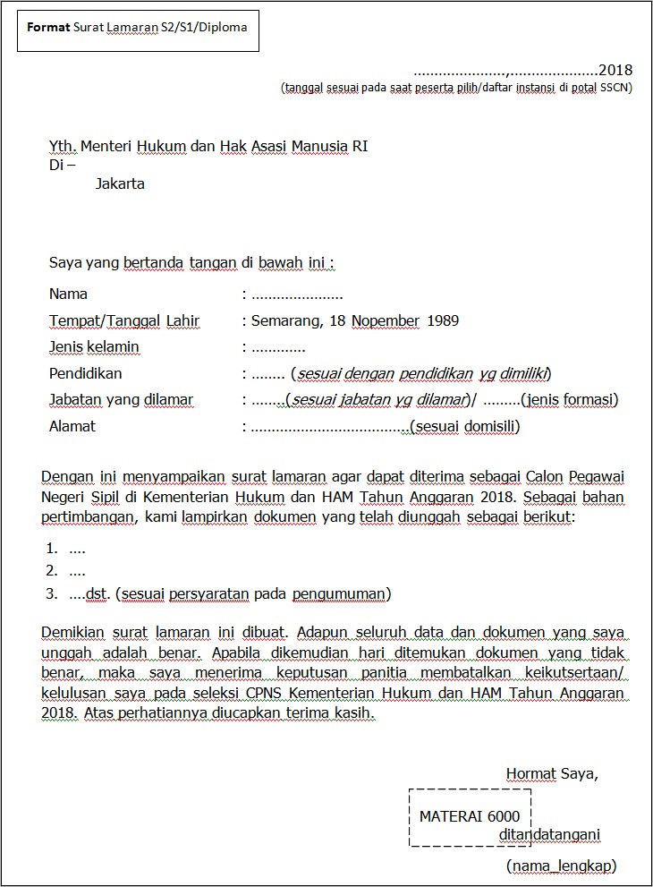 Contoh Surat Keterangan Keikutsertaan