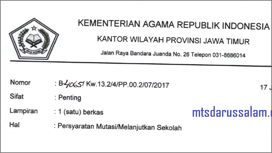 Contoh Surat Keterangan Keluar Siswa