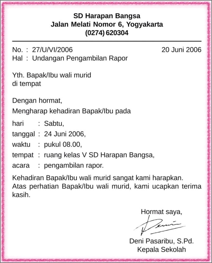 Contoh Surat Keterangan Kepala Dinas Tidak Ada Ditempat