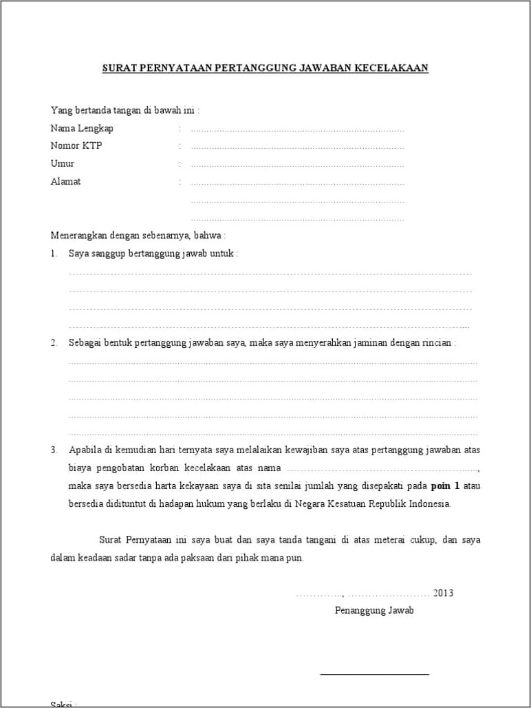 Contoh Surat Keterangan Kerusakan Telphone