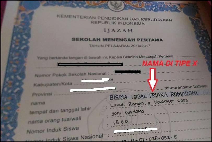 Contoh Surat Keterangan Kesalahan Nama Siswa