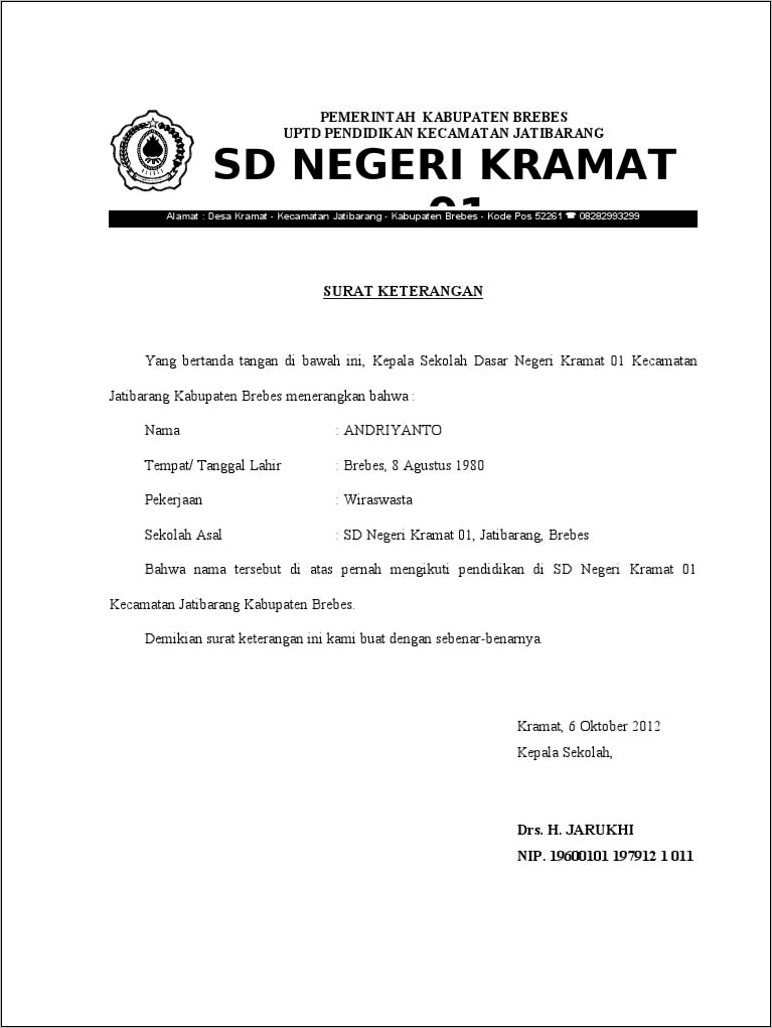 Contoh Surat Keterangan Kesalahan Penulisan Nama