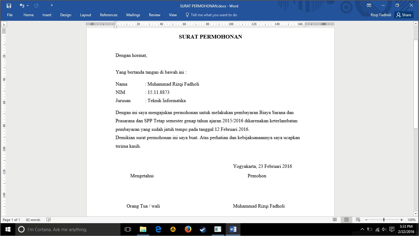 Contoh Surat Keterangan Keterlambatan Kuliah