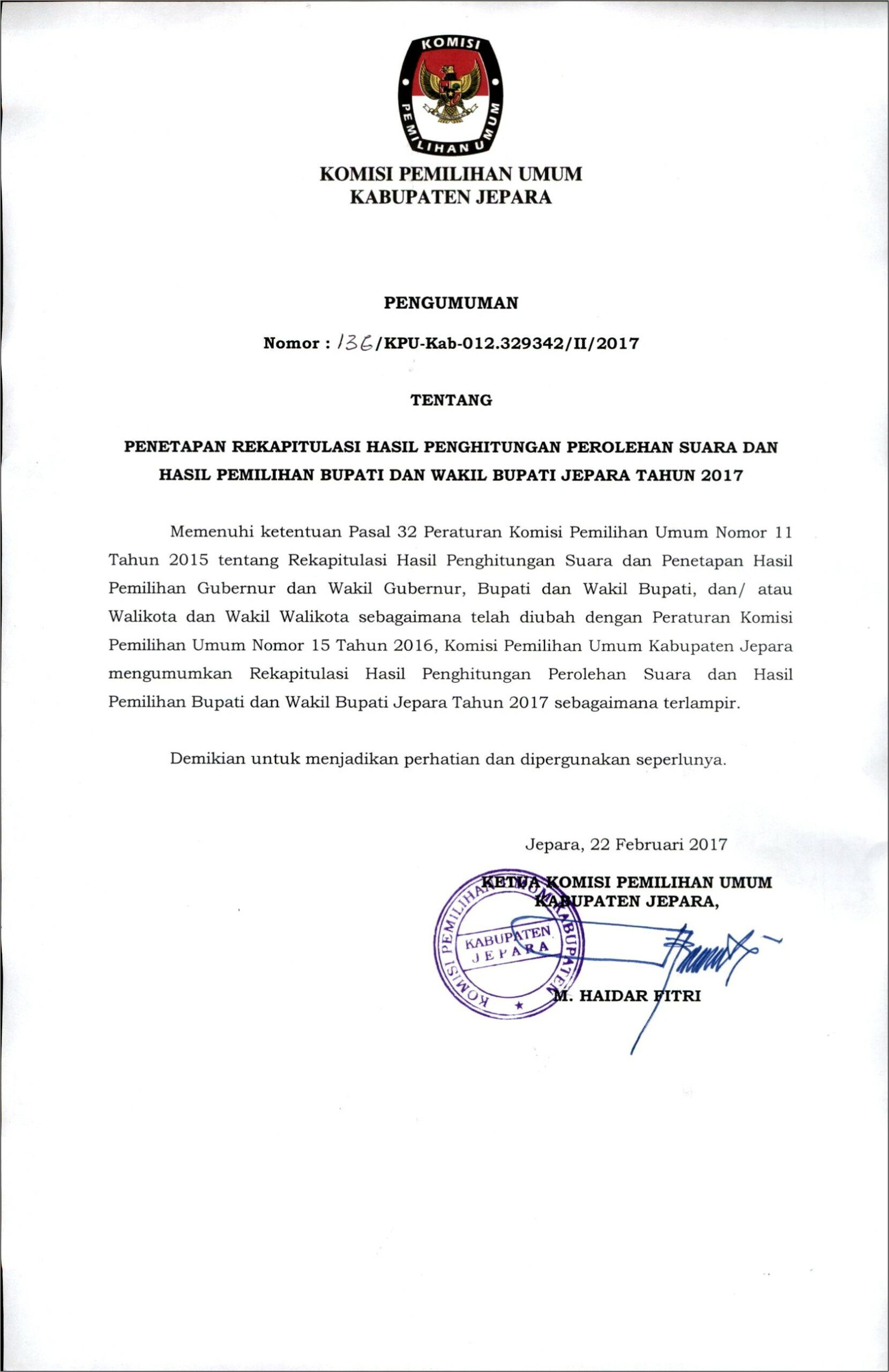 Contoh Surat Keterangan Kpu