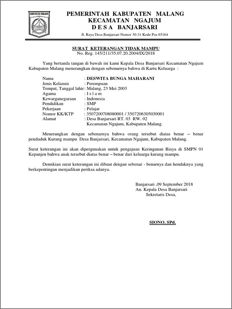 Contoh Surat Keterangan Ktp Belum Jadi Kabupaten Bintan