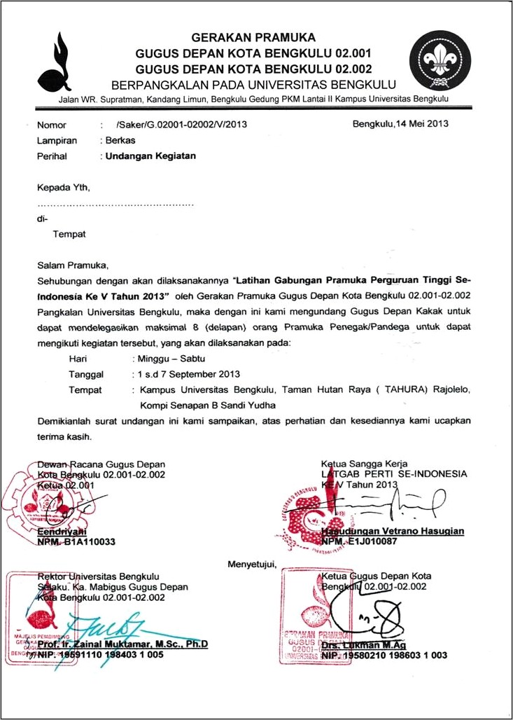 Contoh Surat Permohonan Latihan Gabungan Pramuka Pdf