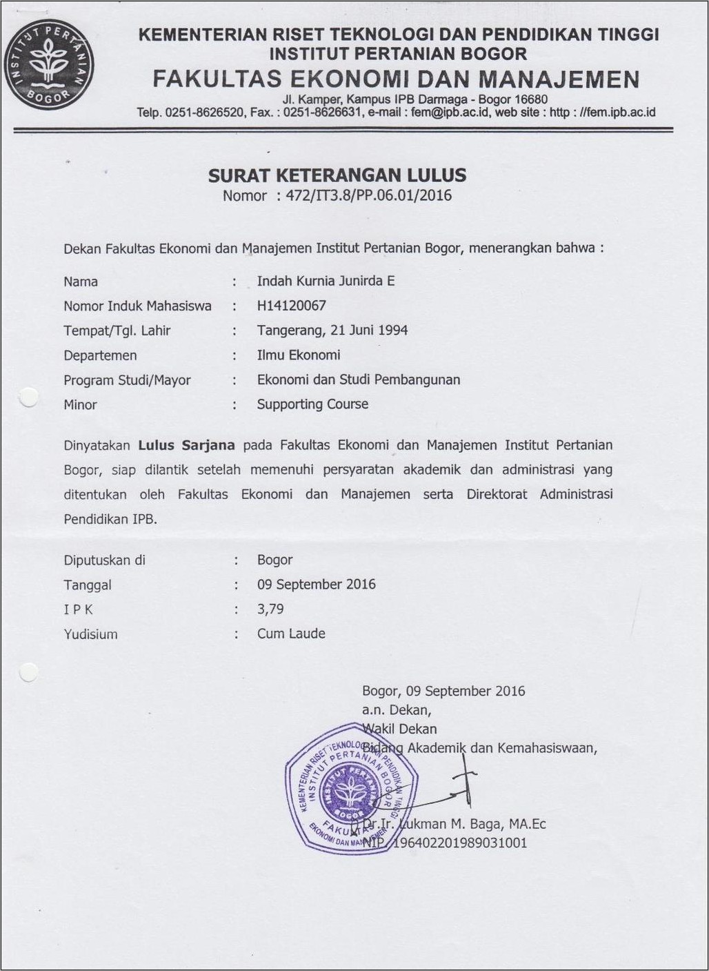 Contoh Surat Keterangan Lulus Universitas Terbuka Surat Keterangan