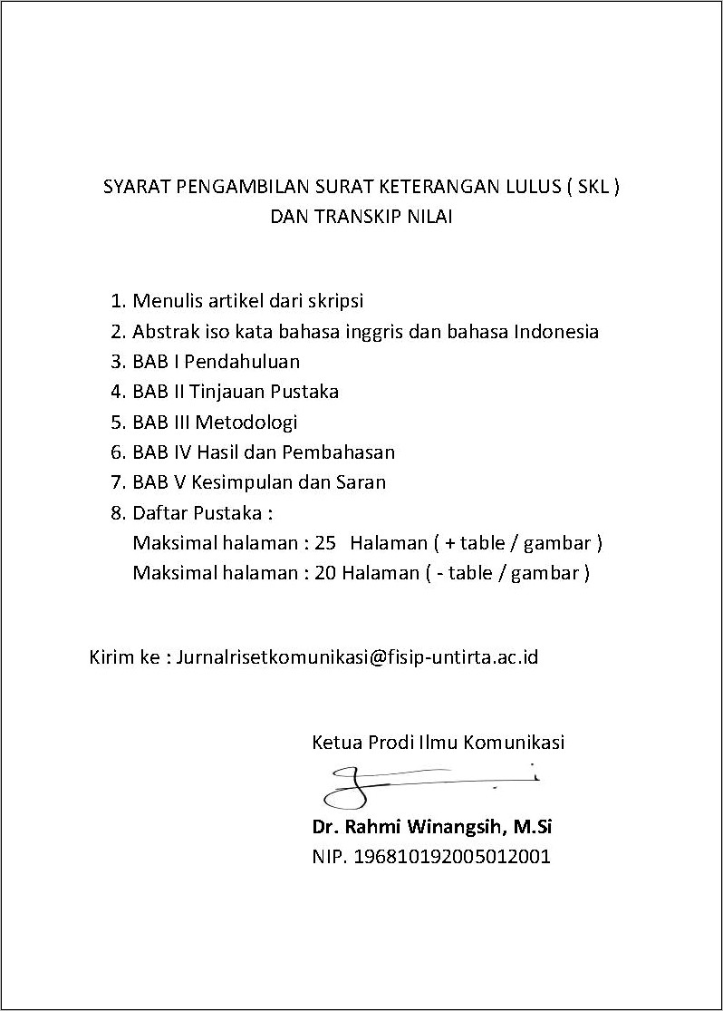 Contoh Surat Keterangan Lulus Kuliah S1 Upn