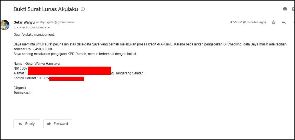 Contoh Surat Keterangan Lunas Dari Developer