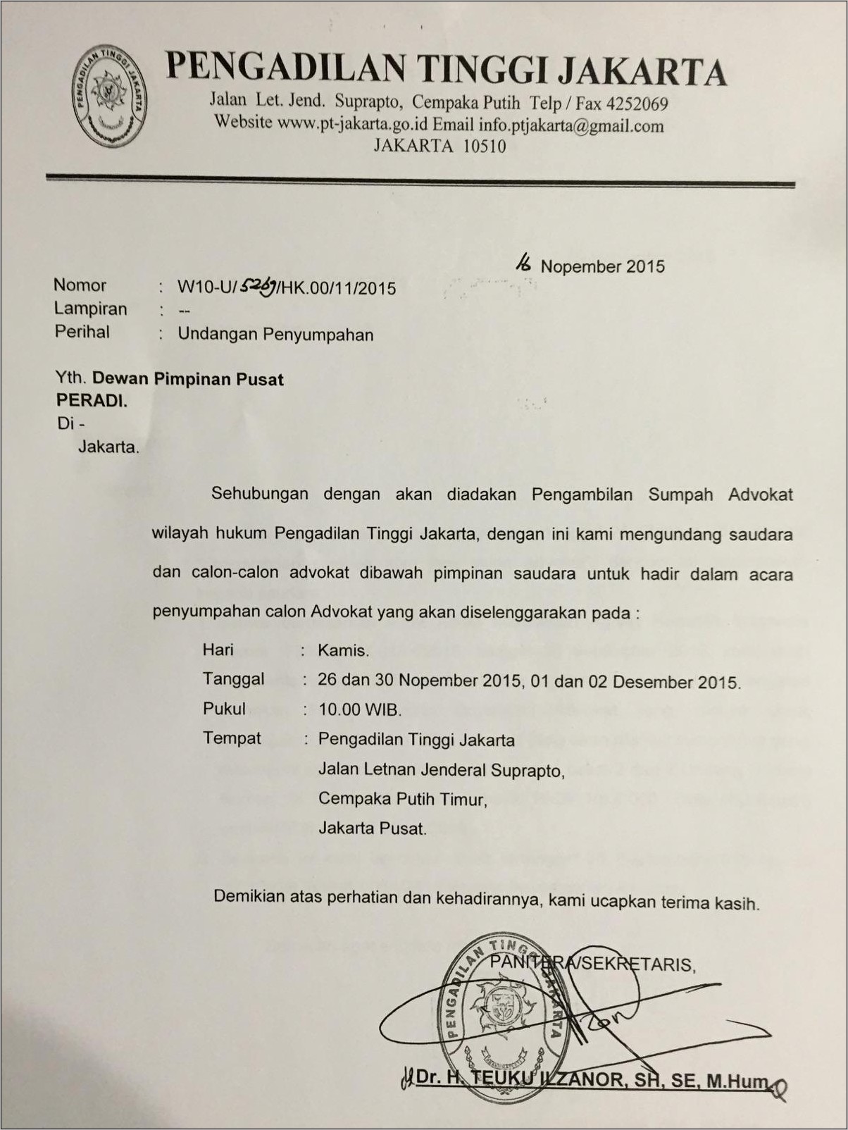 Contoh Surat Keterangan Magang Advokad
