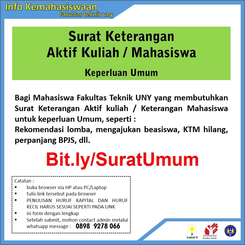 Contoh Surat Keterangan Mahasiswa Aktif