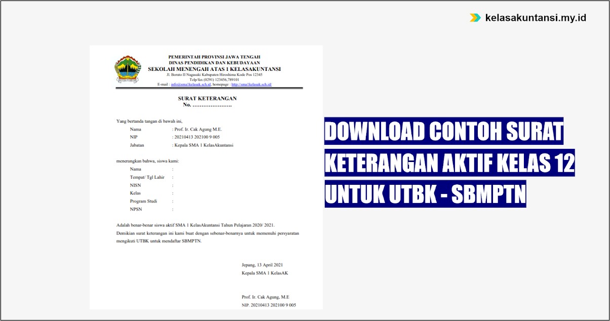 Contoh Surat Keterangan Masih Sekolah Doc