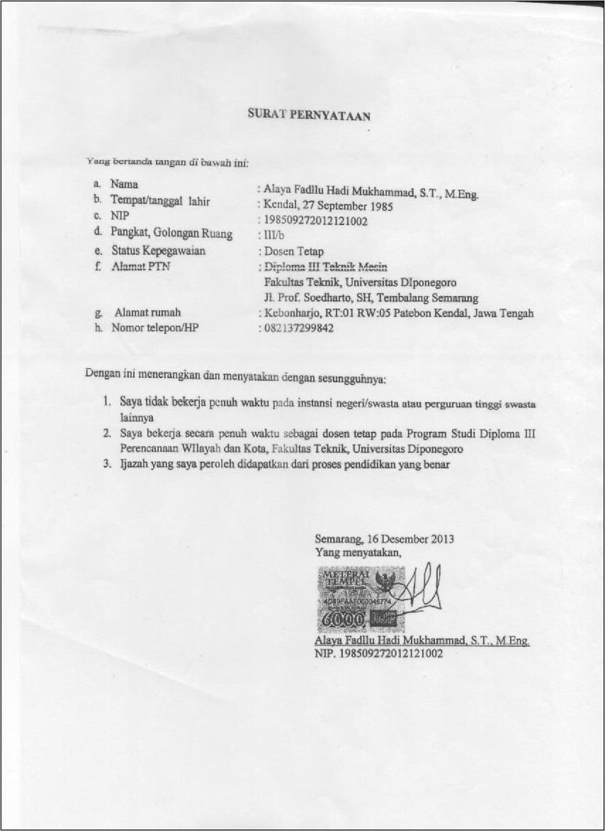 Contoh Surat Keterangan Mengontrak Rumah