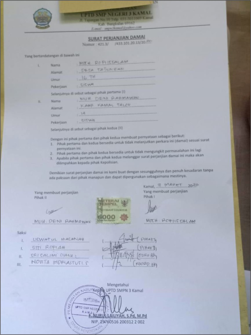 Contoh Surat Keterangan Menjaga Shalat 5 Waktu