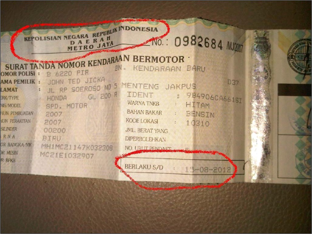 Contoh Surat Keterangan Modifikasi Motor
