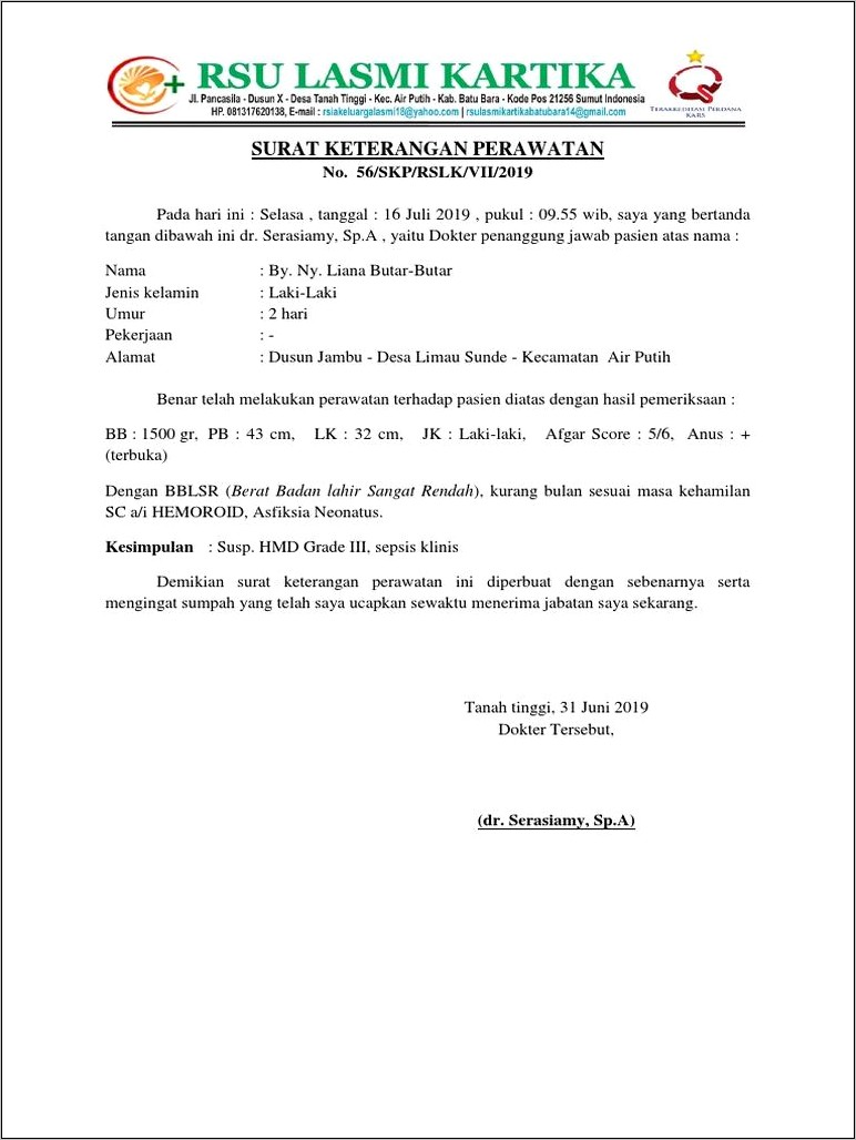 Contoh Surat Keterangan Musik Grade