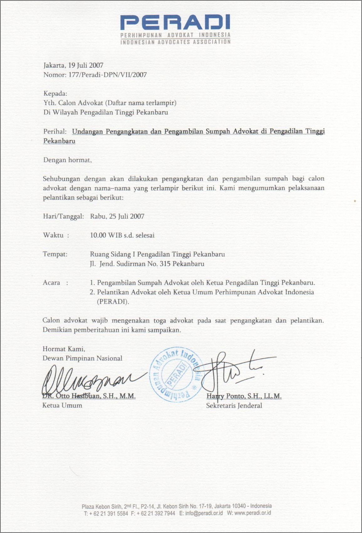 Contoh Surat Keterangan Non Pns Advokat