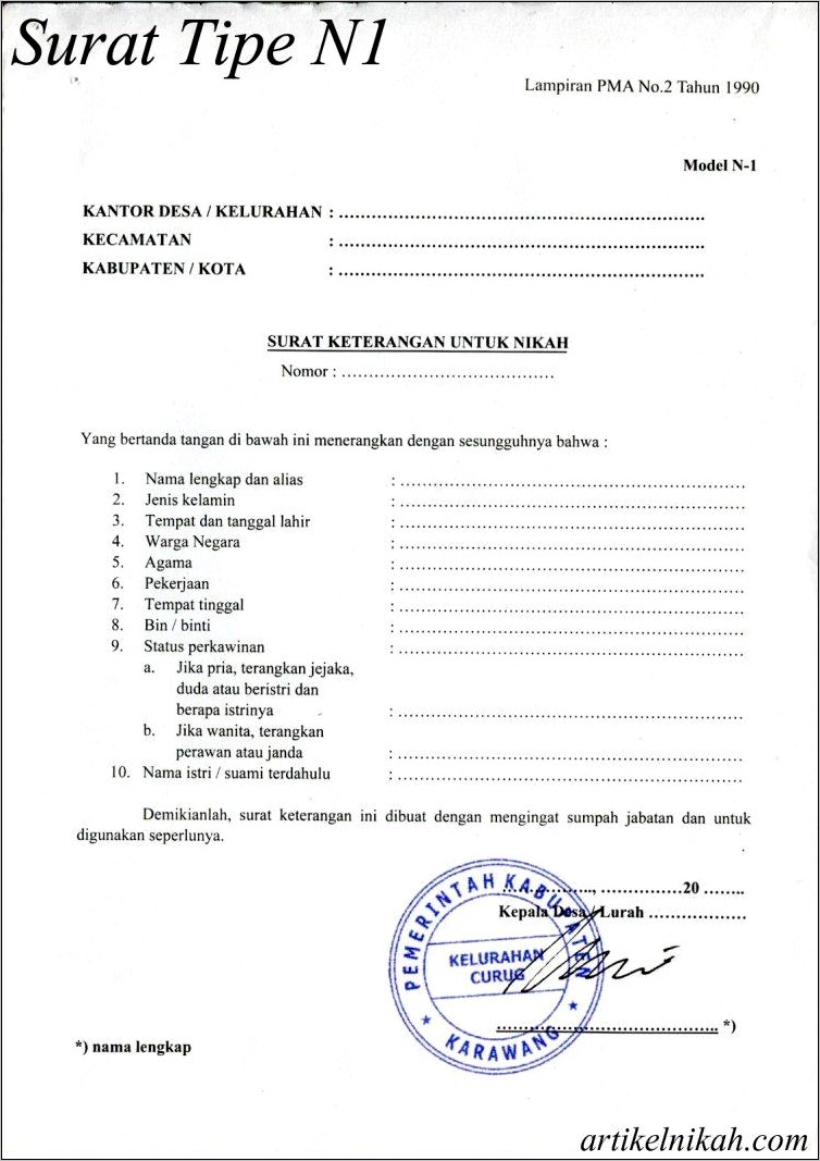 Contoh Surat Keterangan Numpang Nikah Dari Kua