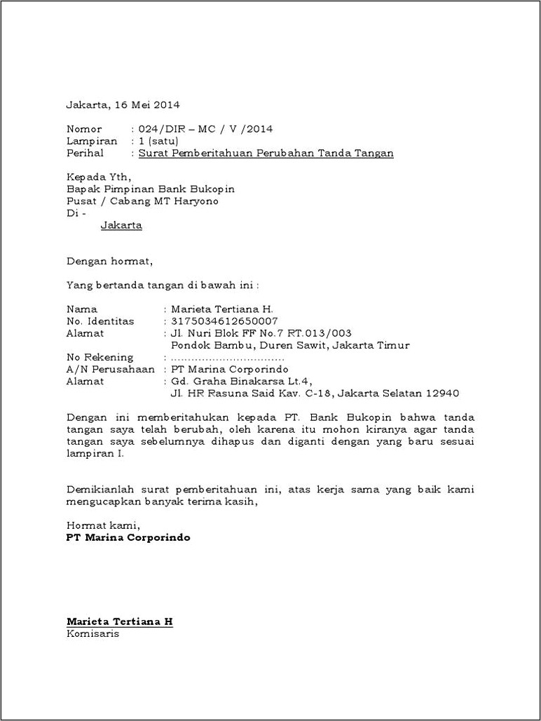 Contoh Surat Keterangan Order Ke Bank