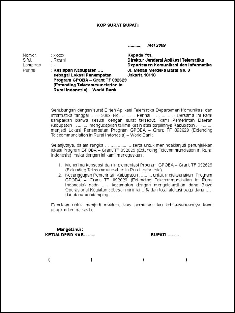 Contoh Surat Keterangan Pagu Sekolah