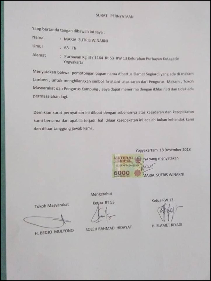 Contoh Surat Keterangan Pemakaman Dari Desa