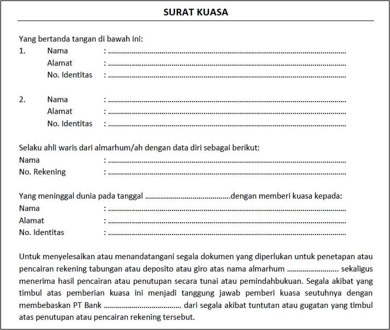 Contoh Surat Keterangan Pembayaran Lancar Bank Btn
