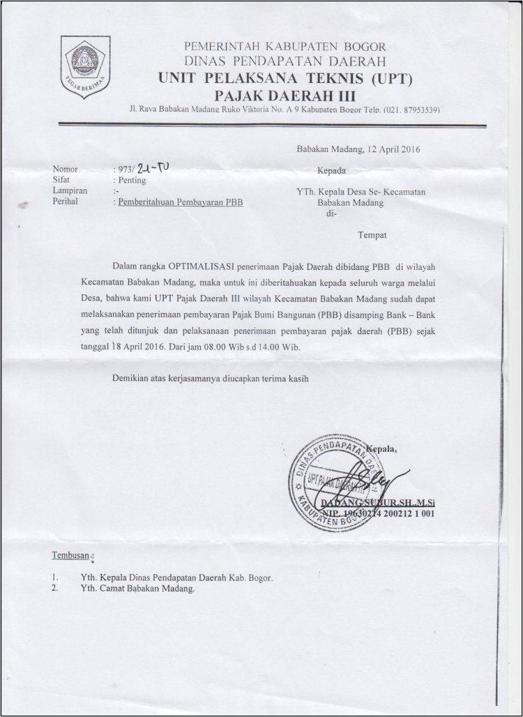 Contoh Surat Keterangan Pemberitahuan