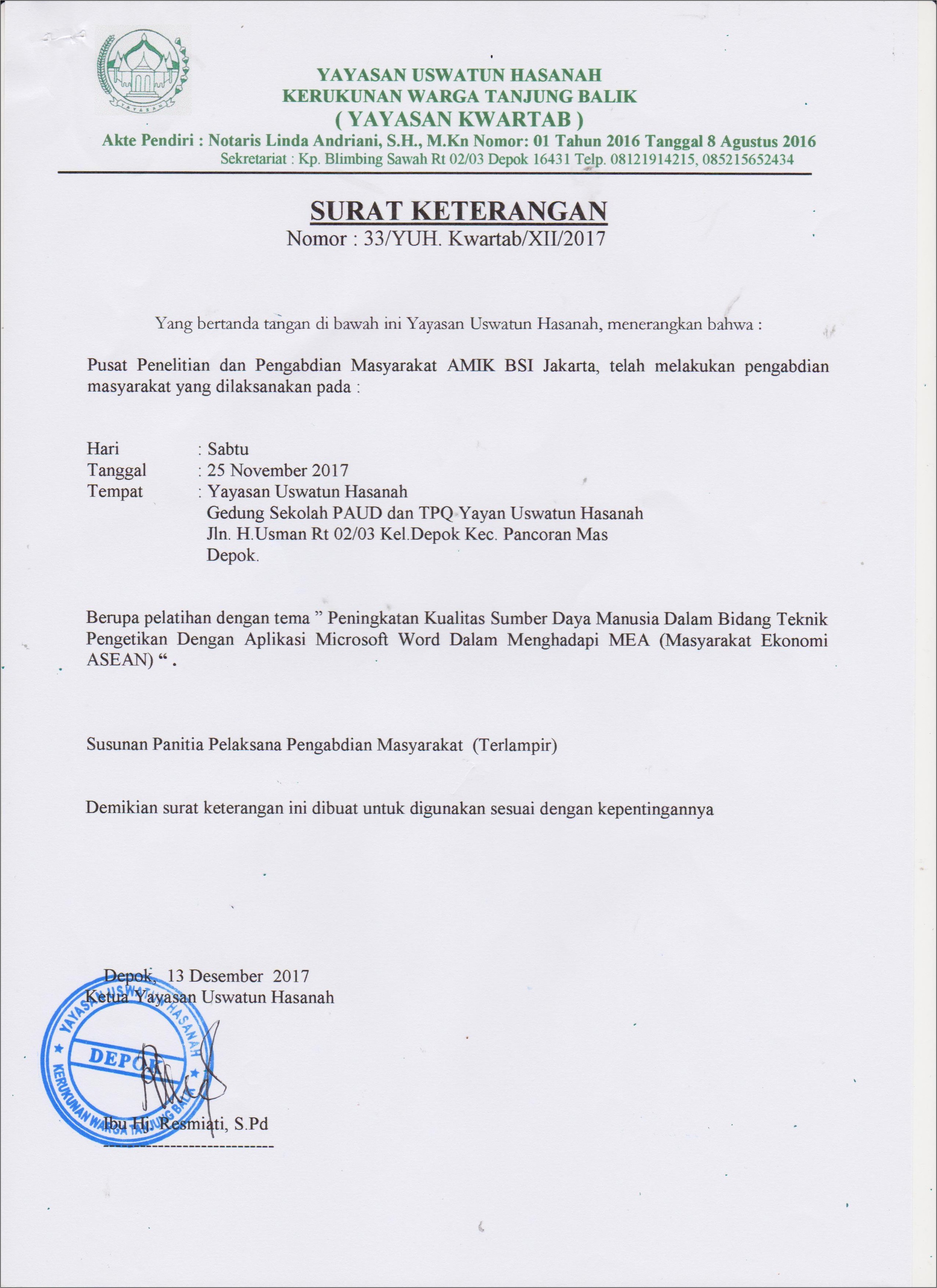 Contoh Surat Keterangan Pengabdian Surat Keterangan Desain Contoh