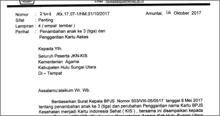 Contoh Surat Keterangan Pengajuan Bpjs Dari Perusahaan