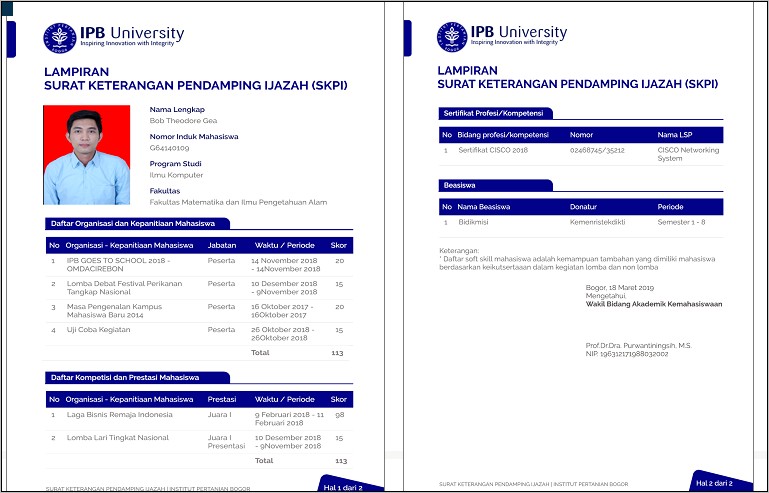 Contoh Surat Keterangan Pengganti Ijazah Perguruan Tinggi